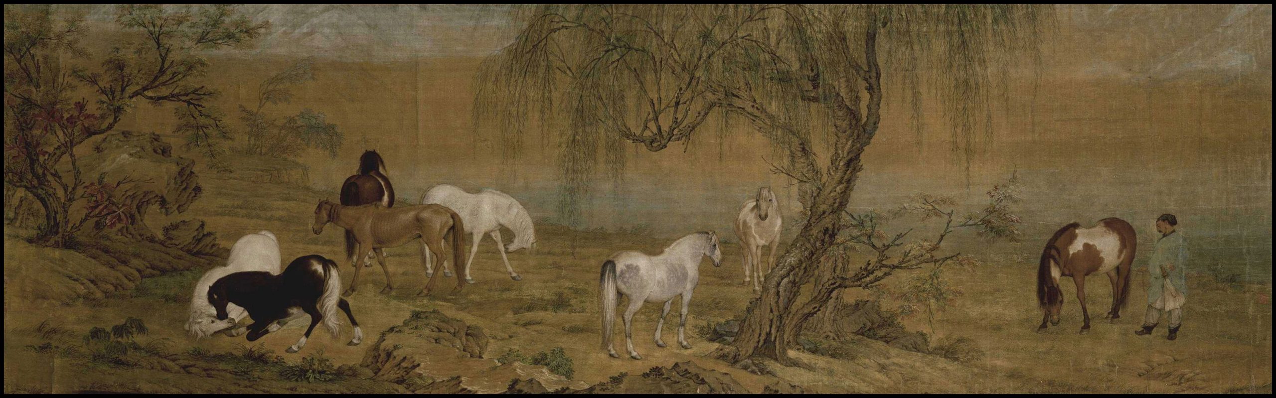 “Cavalli al pascolo nella campagna” di Giuseppe Castiglione